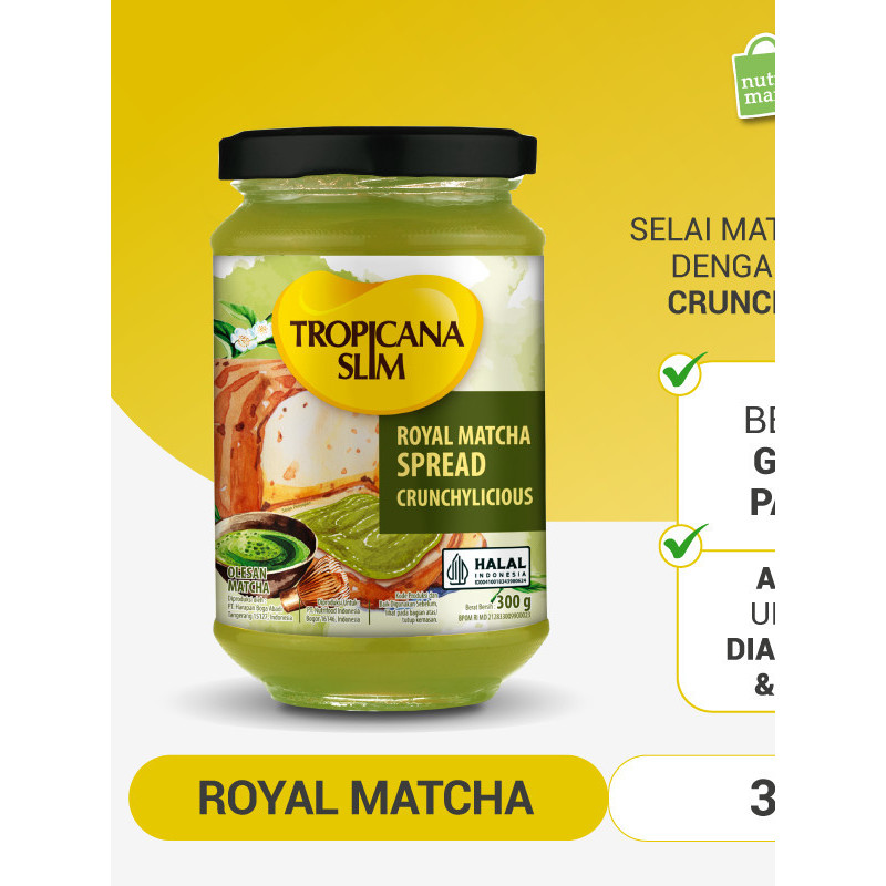 

New Tropicana Slim Royal Matcha Spread 300 gram - Selai Matcha Bebas Gula Pasir Terlaris