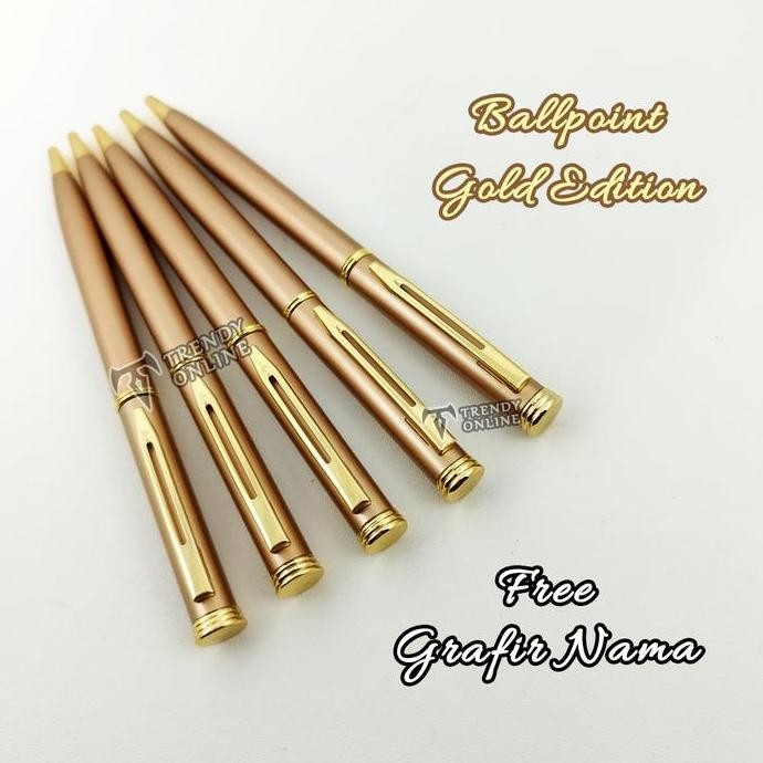 

Pulpen Promosi Hadiah Nuansa Gold Free Grafir Nama, Bolpoint Gold
