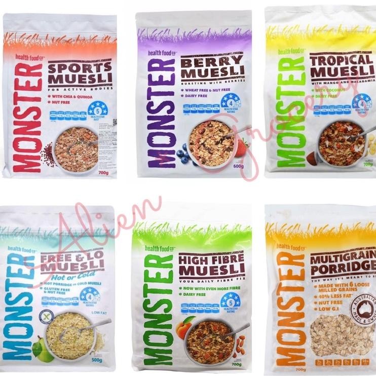 

Monster Muesli Hh Fibre Sports Tropical Free Lo Berry Multrain Porridge