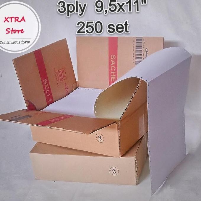 

NEW kertas continuous form 3ply 9.5x11" 250set full page Paper Stationery
