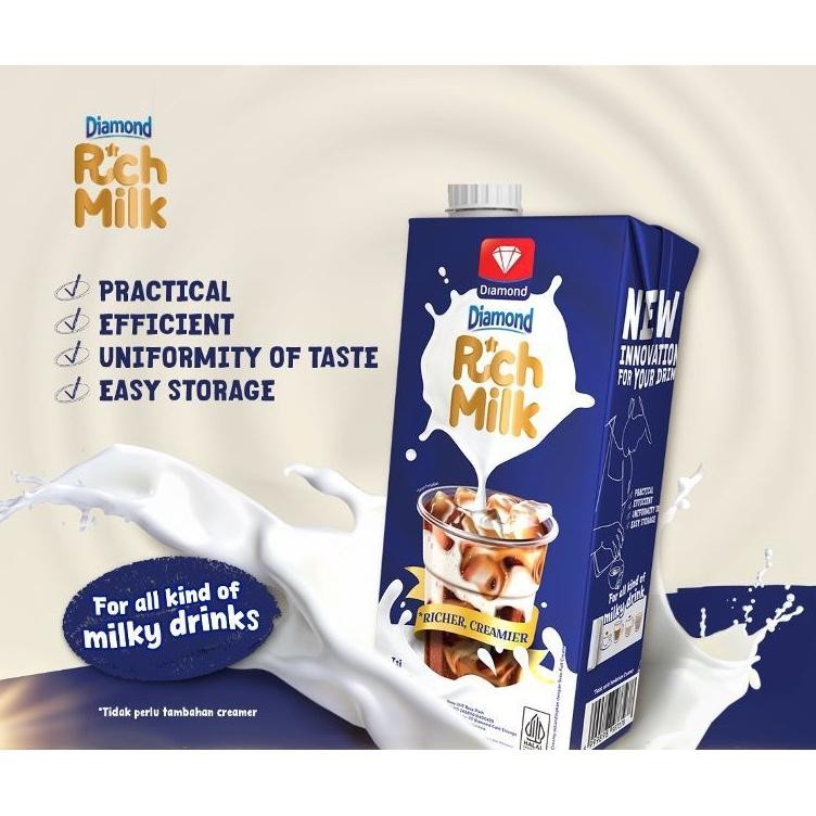 

DIAMOND Rich Milk Susu UHT Rasa Plain 1 Liter Nugi