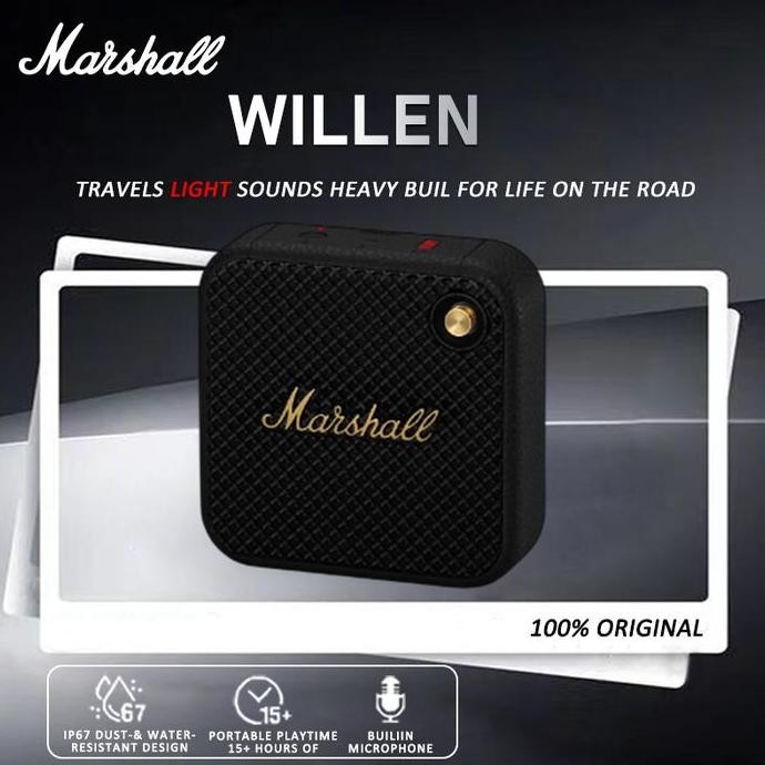 TERLARIS - [100%ORI] Marshall Willen Portable Bluetooth Speaker Bass Speaker Waterproof Battery Up t