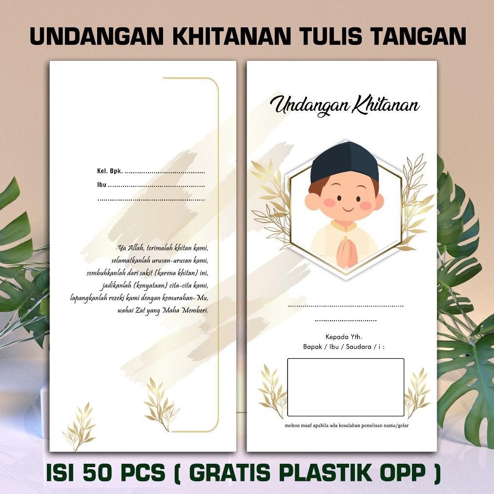(ISI 50 PCS) TLS-01 UNDANGAN KHITANAN TULIS TANGAN SENDIRI MURAH KEKINIAN /GUSARAN /AQIQAH /KHOTMIL 
