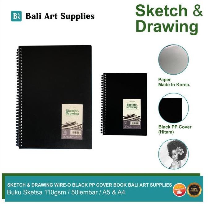 

Sketch & Drawing Book Bali Art Supplies / Buku Gambar & Sketsa Wire-O PP Cover (50 lembar A4 A5 110gsm)
