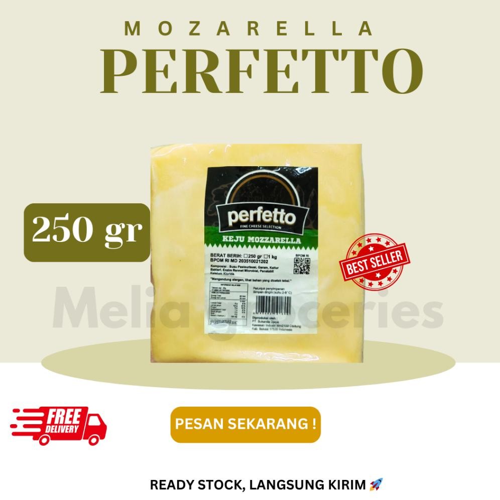 

Keju Mozarella Perfetto 250 Gram / Mozzarella Cheese Perfetto 250 Gram Nugi