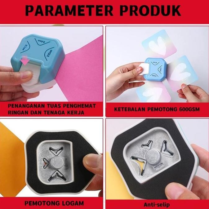 

3 In 1 Corner Puncher Pemotong Sudut Corner Puncher Rounder Pemotong Ujung Kertas Plastik Pembolong Kertas 3-In-1 Round Corner Trimmer Puncher R4Mm / R7Mm / R10Mm