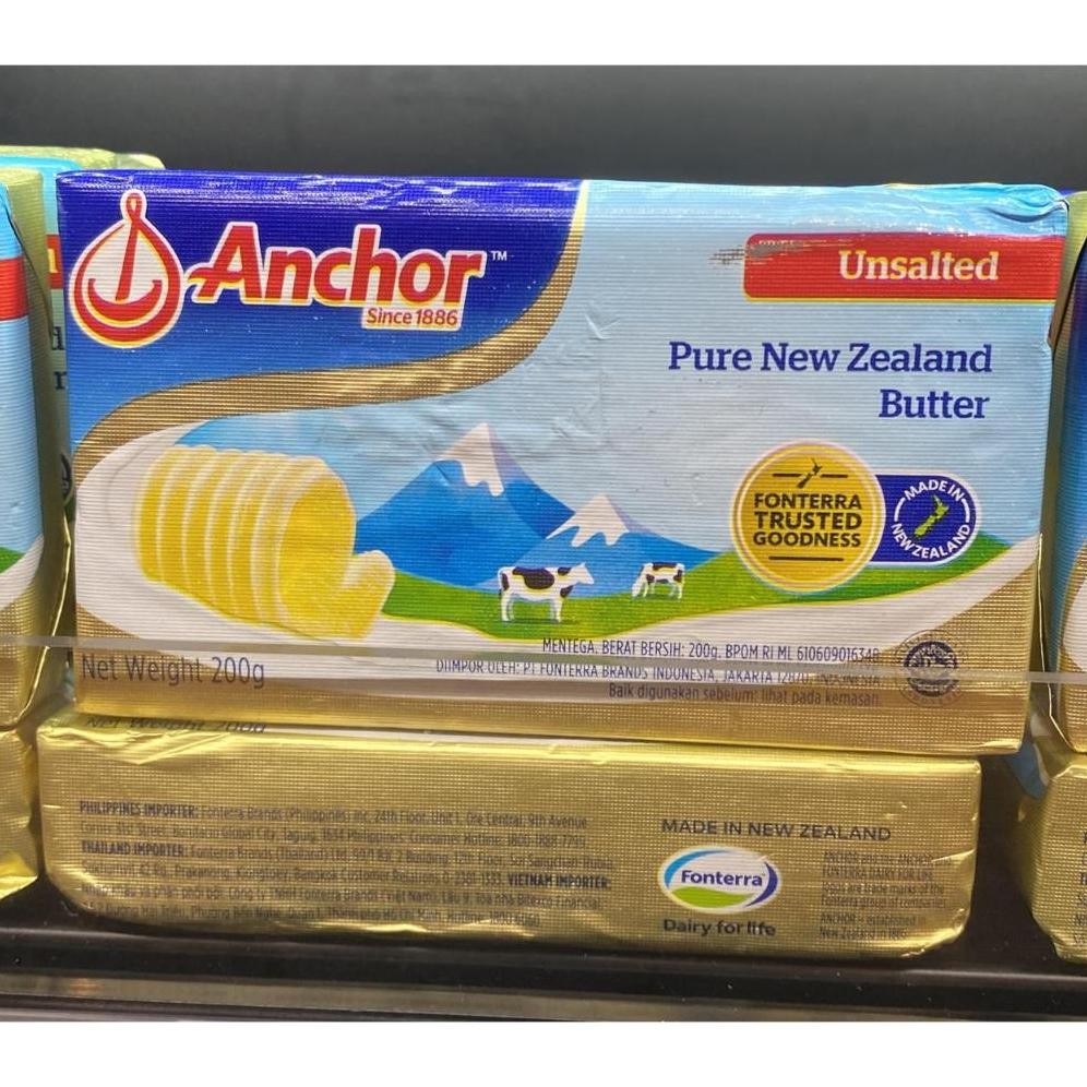 

ANCHOR BUTTER UNSALTED Kemasan 200 Gram Khusus Gojek Grab Instant Only Nugi