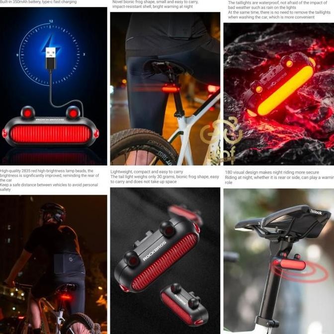 ROCKBROS RFL02 Lampu Belakang Sepeda Smart Brake Bike Rear Tail Light