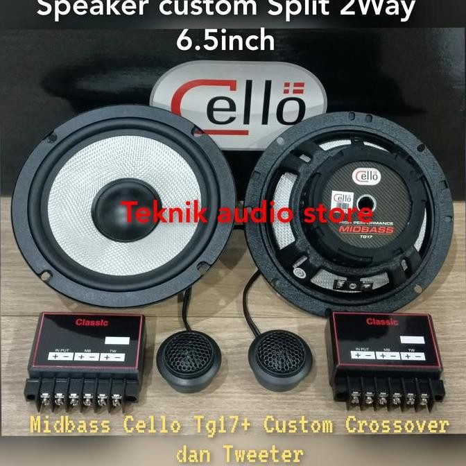 Speaker Split 2way Midbass Cello TG17 dan Custom crossover 2way+Tw