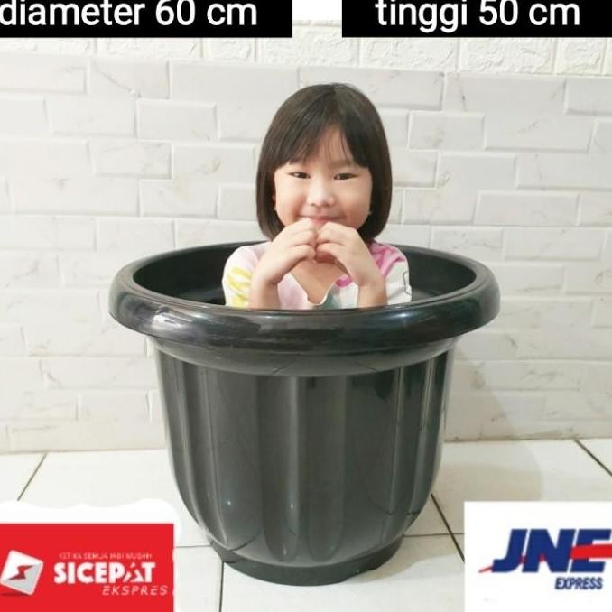 Pot Tanaman 60Cm Besar Pot Bunga 60Cm Hitam Tebal Jumbo Kuat Tanaman Buah Plastik Putih Plastik