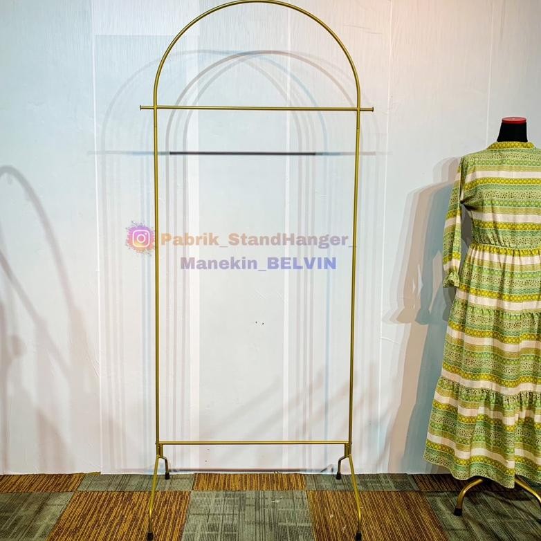 Terlaris Standhanger Setengah Bulan Gold | Display Butik 150 Cm Premium Mewah | Gawang Setengah Bula
