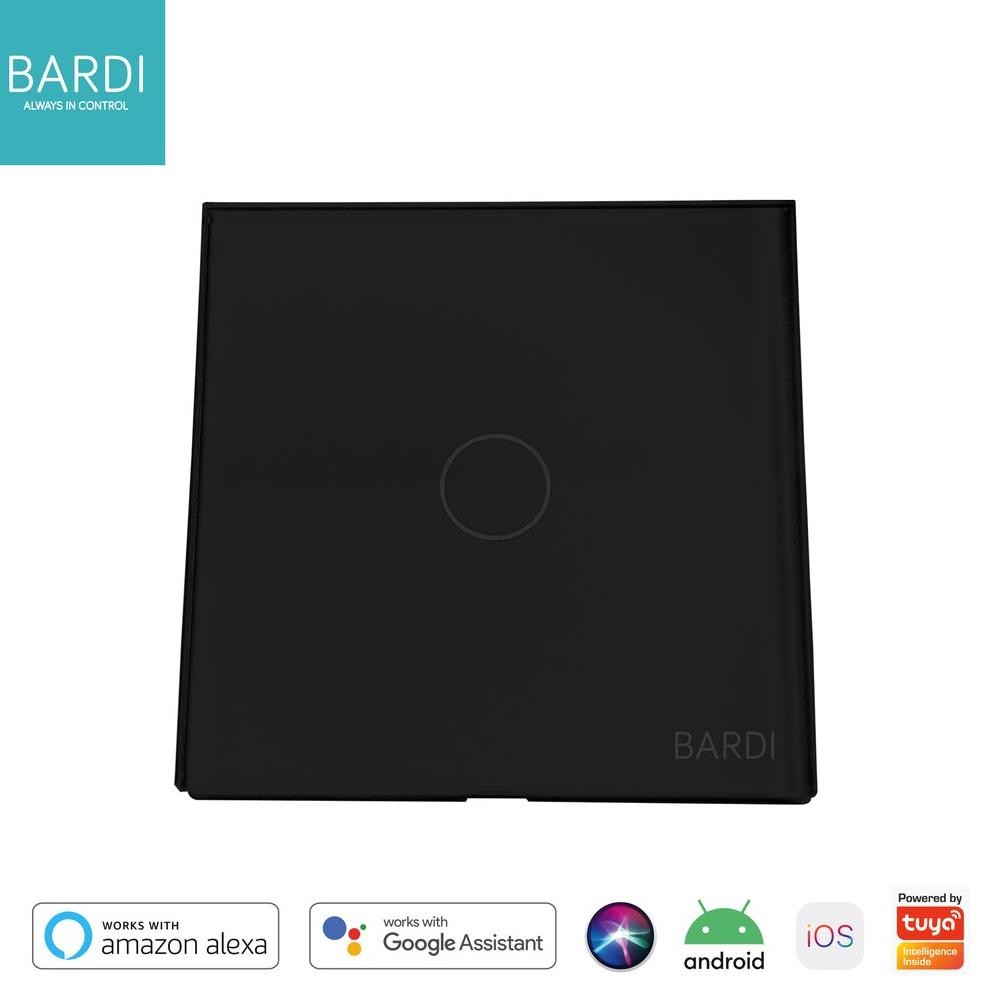 BARDI Wall Switch Saklar Lampu WiFi - EU 1 Gang Black Hitam Saklar Touch Cetekan Lampu Rumah