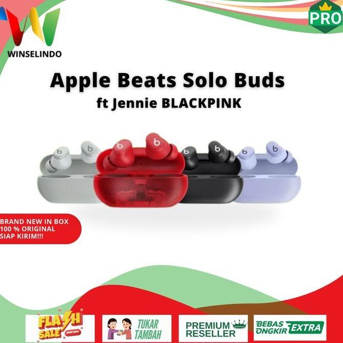 TERBARU - Apple Beats Solo Buds TWS Wireless Bluetooth Earbuds feat Jennie BLACKPINK Purple Red Blac