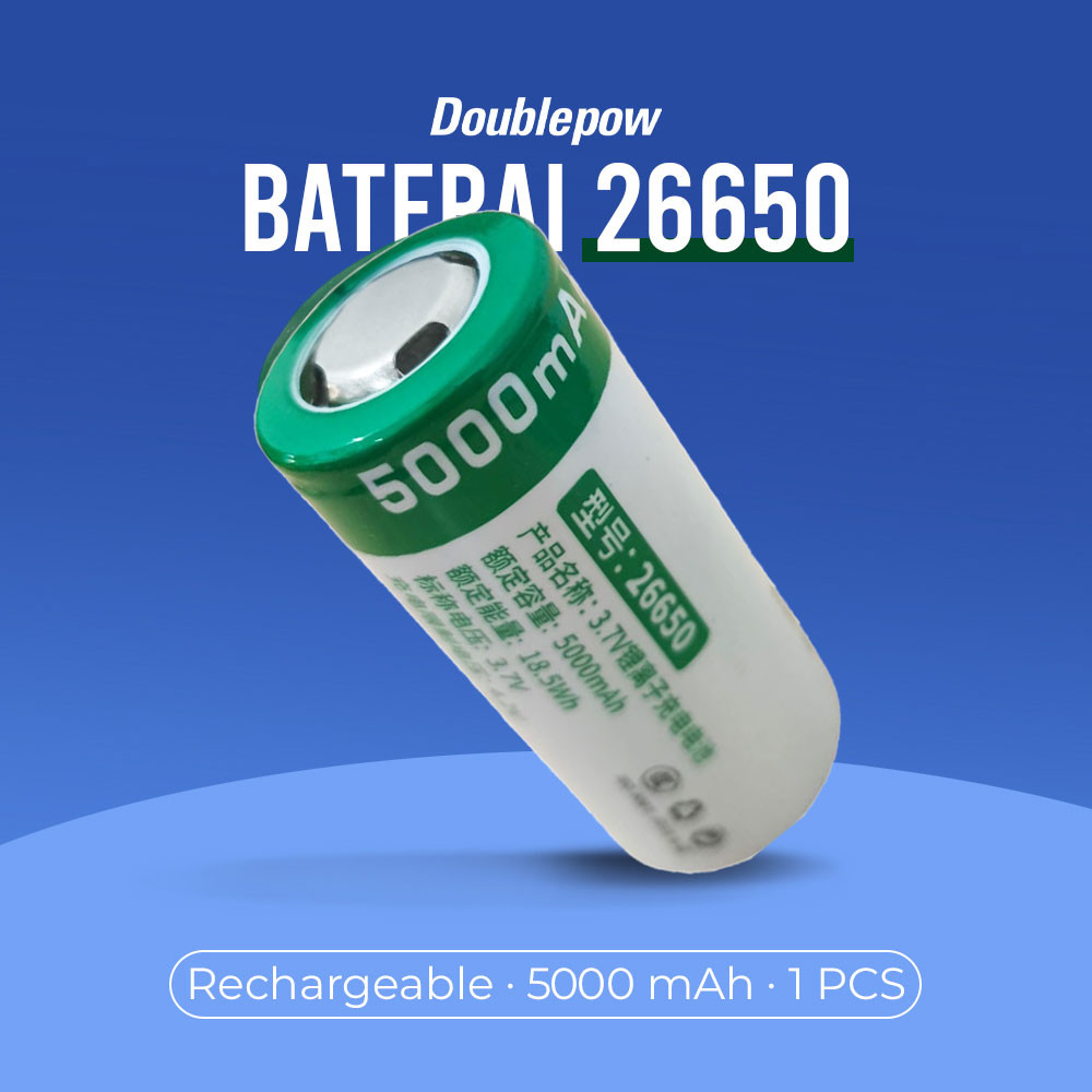 Doublepow Baterai Rechargeable 26650 Li-Ion 3.7V 5000mAh 1 PCS Original 99 Engine
