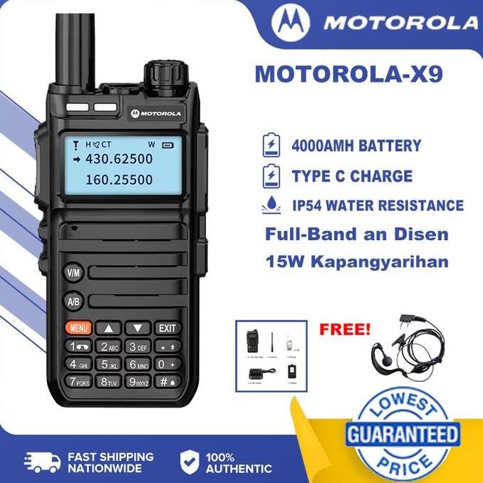 HT Motorola X9 Walkie talkie X-9 radio 25W anti-air jarak jauh 50km