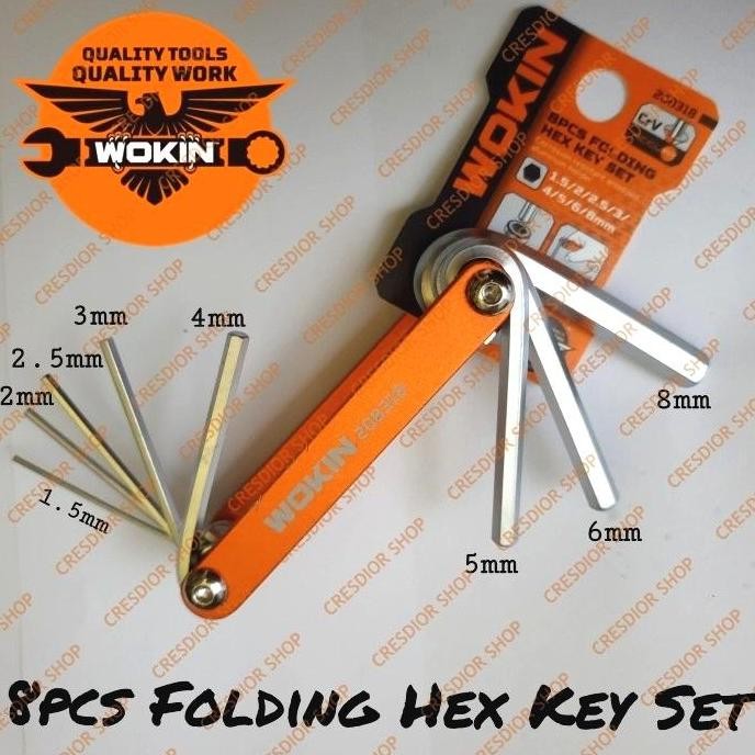 kunci sepeda L hexagonal lipat bike folding hex key set 8pcs WOKIN