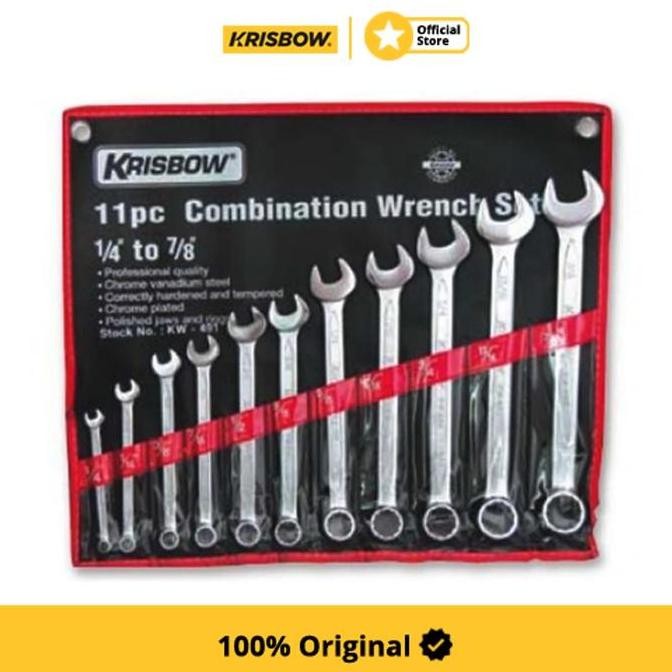 KRISBOW SET KUNCI RING PAS 1/4-7/8 INCI 11 PCS