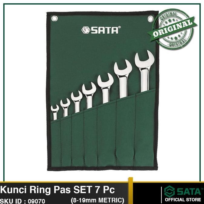 Combination Wrench SET 7 Pcs METRIC Kunci Ring Pas 09070 SATA TOOLS