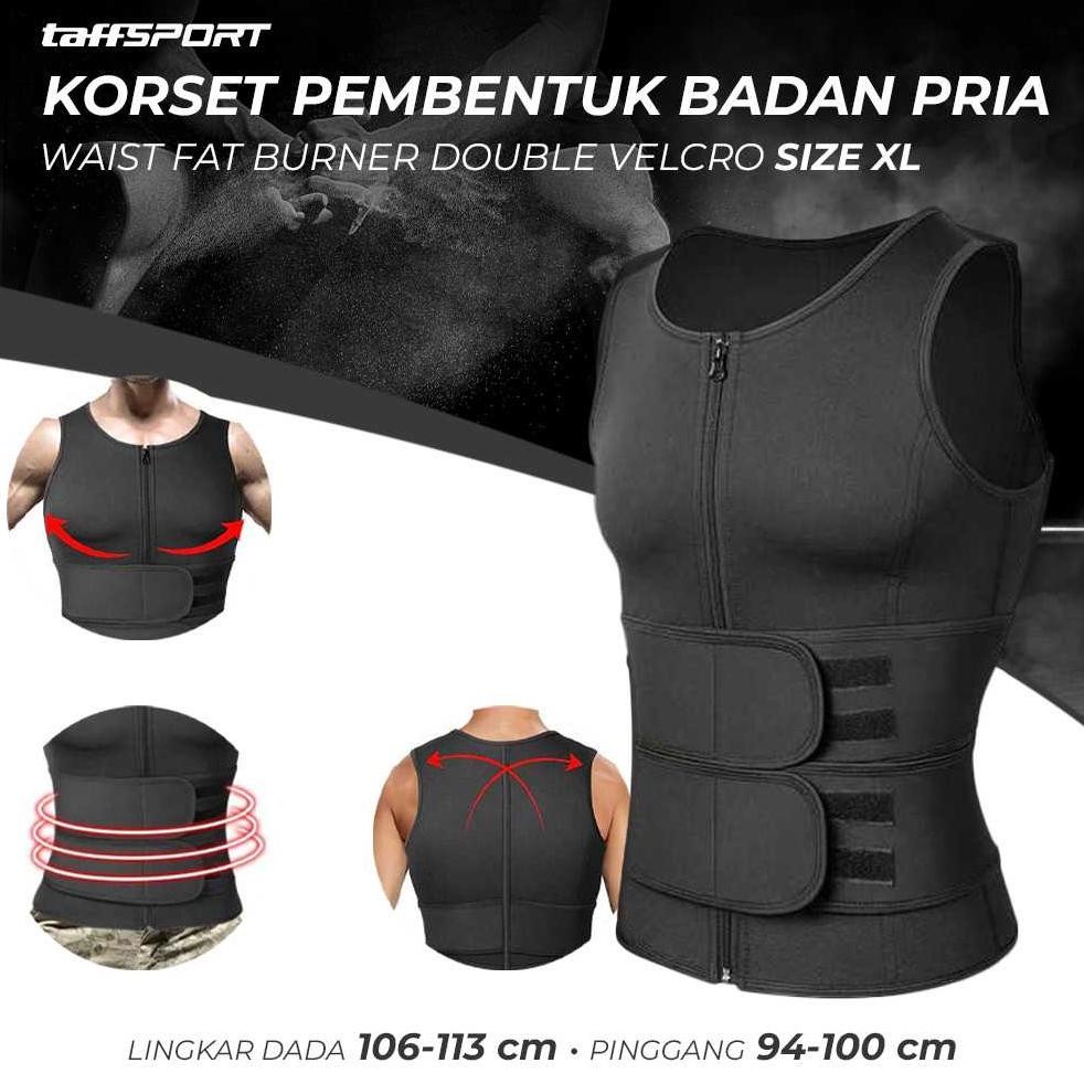 Korset Pembentuk Badan Pria Shaper Waist Trainer Fat Burner / Korset Pria / Korset Sixpack