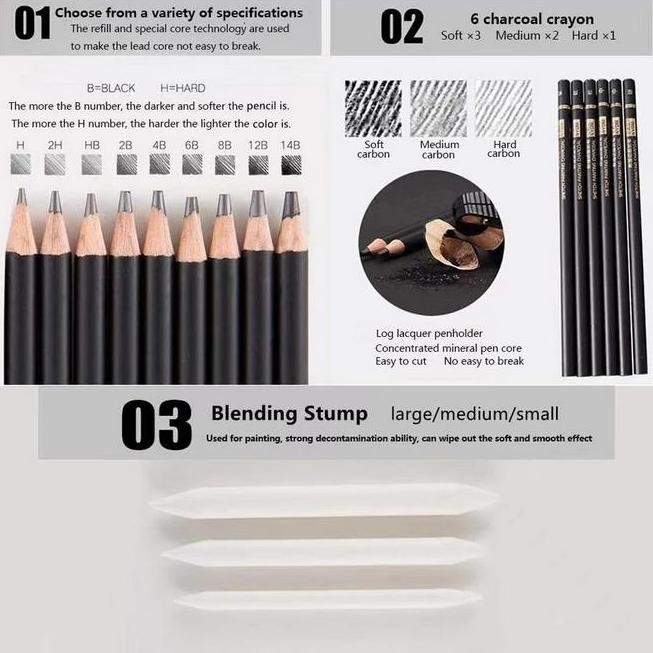 

Drawing Pencil Nyoni Gambar Set 29pcs Metal Tin Box Pensil Gambar Lukis Sketsa Lengkap Paket