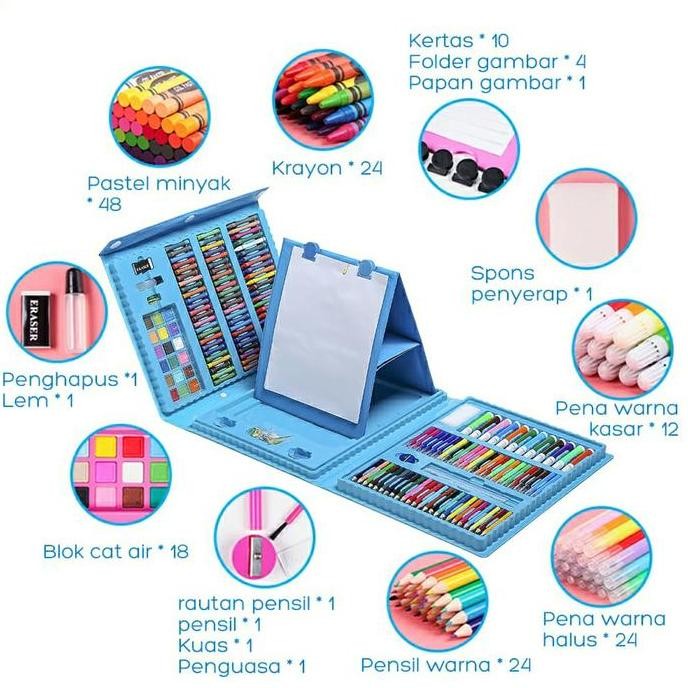 

crayon set 208 pcs krayon mewarnai alat menggambar melukis anak anak