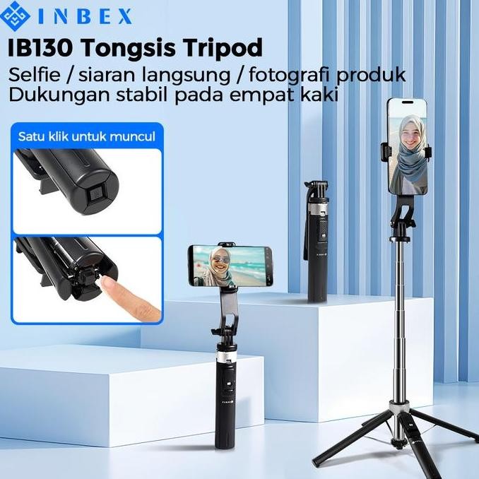 SIAP KIRIM INBEX IB130 TONGSIS TRIPOD 130CM QUADPOD BLUETOOTH MULTIFUNGSI KONTEN CREATOR