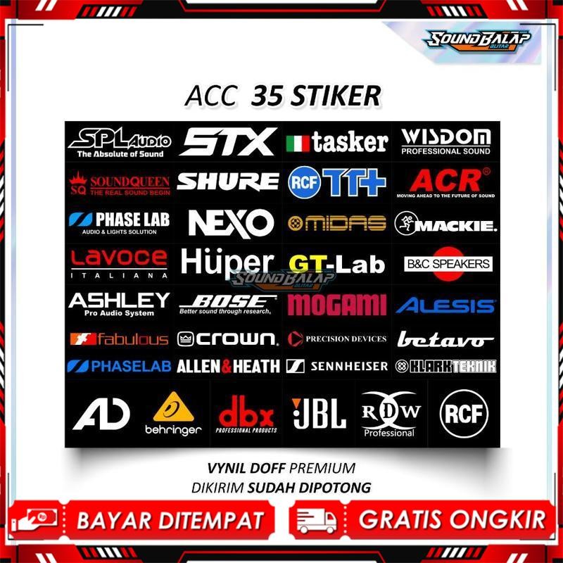 

-Stok Baru- Stiker Sound System Isi 34 / 24 Stiker Vynil Premium Anti Air | Mixer Power Speaker Ashley Spl Rcf Bx48