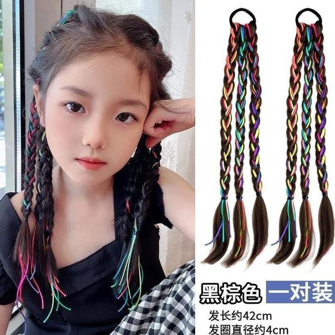 BARU  Extention Rambut Sintesis Kepang Wig Rambut Wanita Kepang Wig Kuncir Kuda Ganda Kepang Ekstens