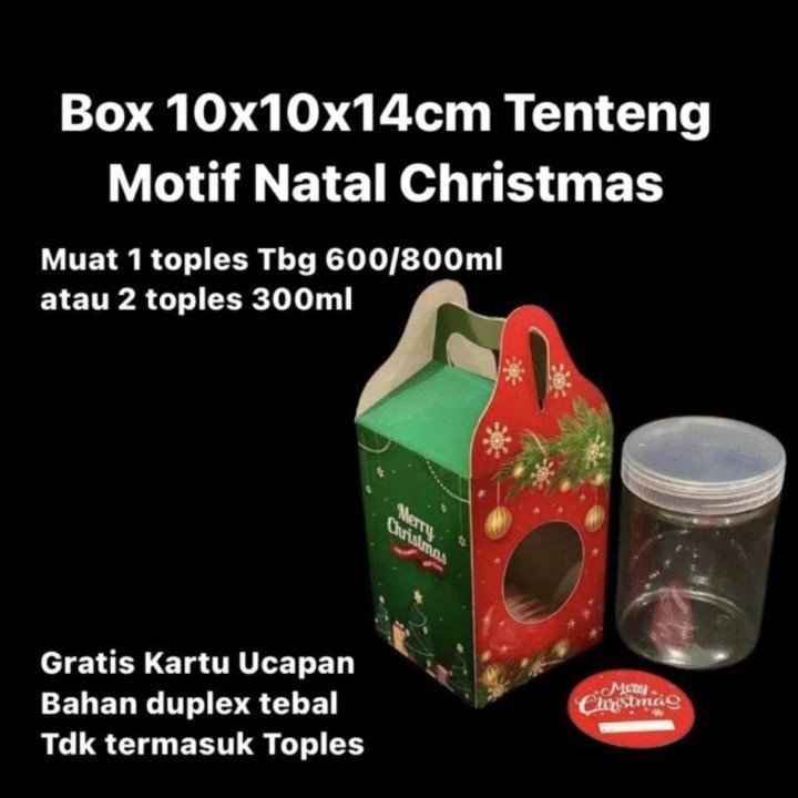 

kardus jinjing natal muat toples tabung 800ml 600ml isi 1 box xmas ukuran 10x10x14cm