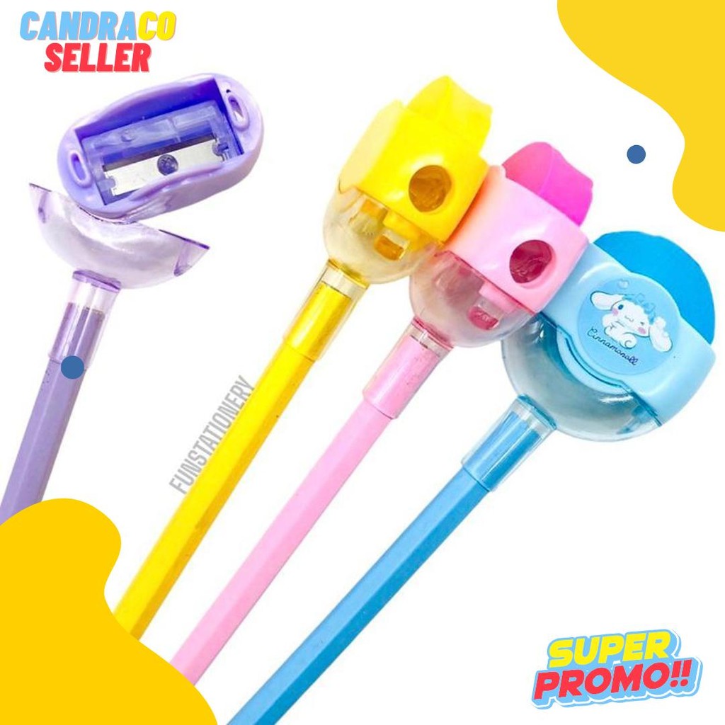 

(4 Pcs) Pensil 2B + Stip + Rautan 1062-A Sanrio / Pensil Kayu Melody Kuromi Cinnamoroll Diskon