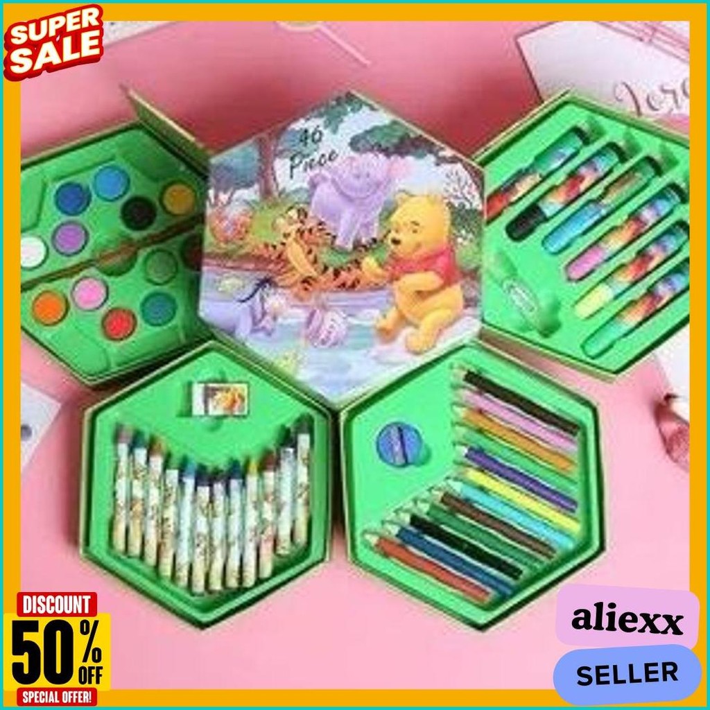 

* Mka * Crayon Set 46 Pcs Pensil Warna Spidol Cat Air Alat Lukis Mewarnai Motisf Kartun Anak / Pensil Warna Set 4 In 1 Motif Kartun Frozen,Mickey Mouse,Winnie The Pooh,Car Dan Hello Kitty / Pensil Warna Set 46 Pcs Crayon Motif Kartun Gift Box Terlengkap