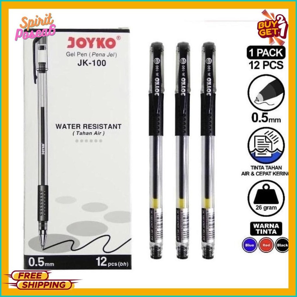 

Pulpen Gel Joyko Tahan Air 0.5M Jk - 100 ( 1 Pack Isi 12 Pcs) Terlengkap Dan Termurah