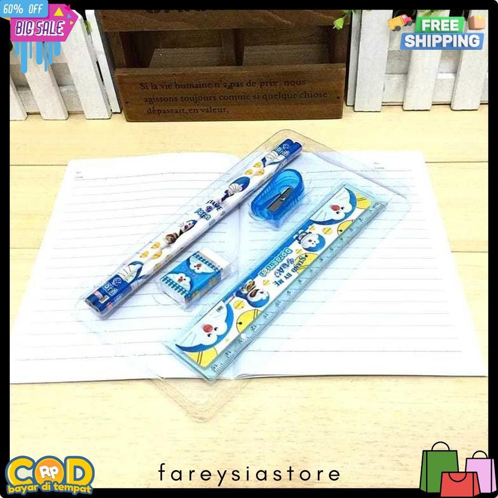 

[ Gs] Set Alat Tulis Anak Sekolah Motif Karakter Kartun / Stationary Set Free Bag / Tas Souvenir Stationary Diskon