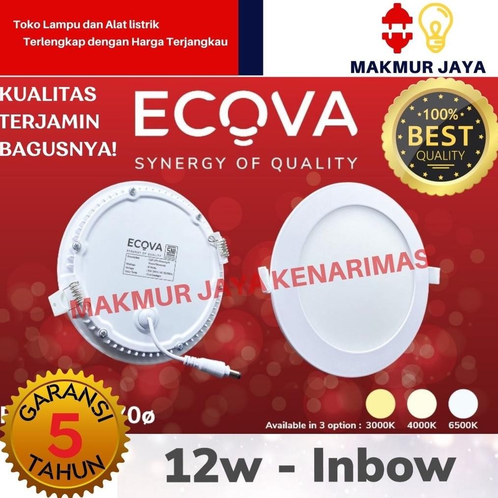 LAMPU LED PANEL LIGHT 12W WATT DOWNLIGHT PUTIH INBOW BULAT TIPIS 12W