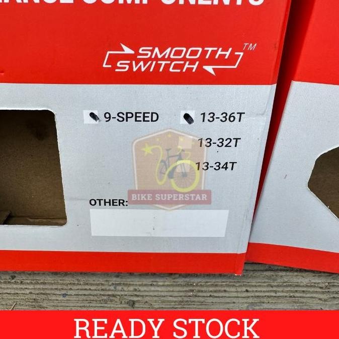 ready Freewheel Sprocket Gir Gear Megarange Susun Belakang OXO 9 Speed 13-36T Drat Ulir Sepeda Gunun