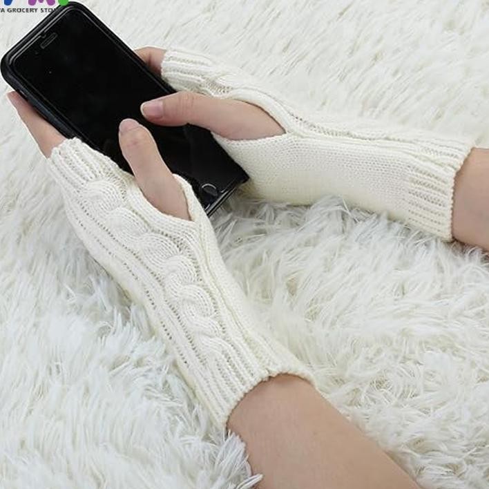 Sarung Tangan Rajut E Fingerless Unisex Handso Pendek Hangat Terinspirasi Korea