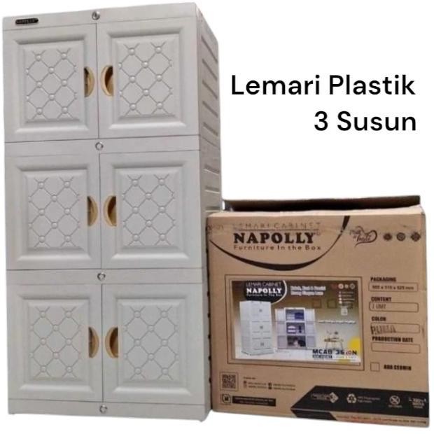 /////] lemari plastik 3 susun napolly MCAB 36 / Mini Cabinet 3 susun pintu
