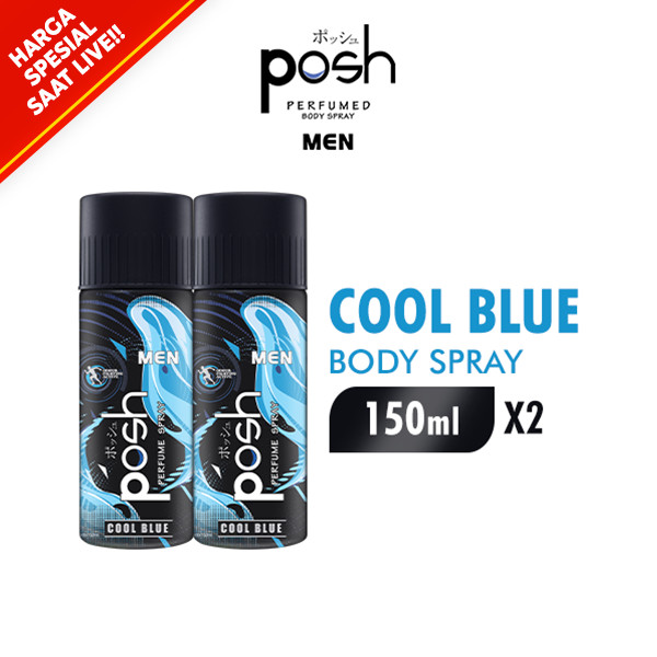 [SPECIAL LIVE] Posh Spray Cologne Men Cool Blue Botol 150 ml x2