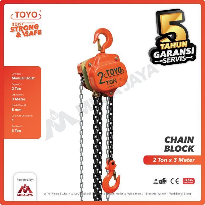 Chain Block / Takel 2 Ton X 3 Meter Toyo Original Dan Terpercaya