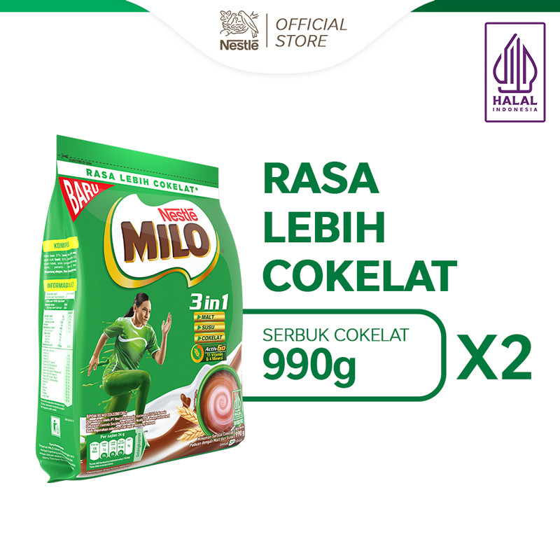 

MILO 3in1 ACTIV-GO Susu Coklat Pouch 990 gr x 2