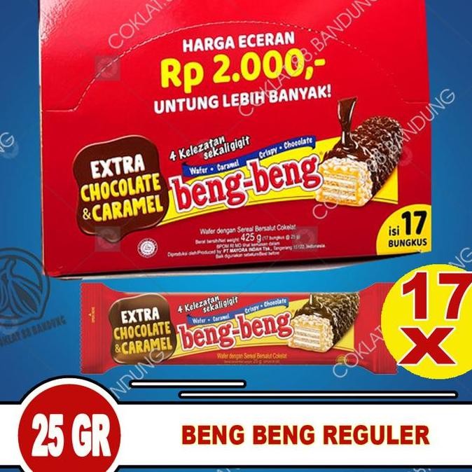 

Beng Beng Reguler 1 Dus 17pcs x 25gr Wafer Cokelat Caramel Crispy Snack Termurah
