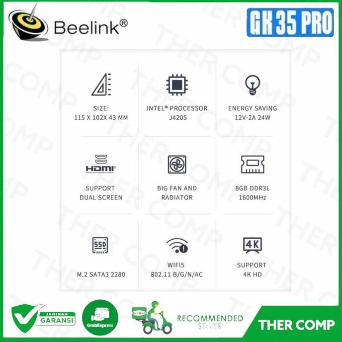 Stk Mini Pc Beelink Gk35 J4205 Windows 10 Ram 8Gb Rom 256Gb