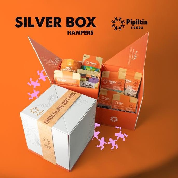 

Chocolate Gift Silver Cube Box Hampers Cokelat Hadiah Eksklusif Termurah