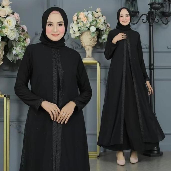 Gamis Abaya Mesir Mewah Dress Wanita Muslim Arab Muslim Hitam Bordir Cantik