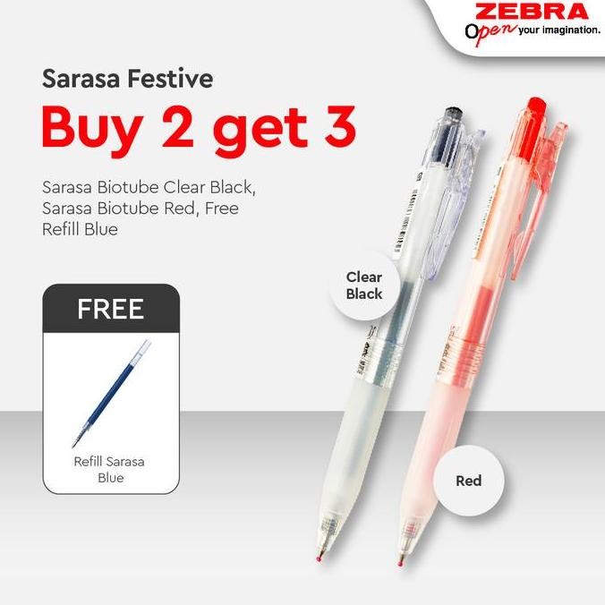 

tersedia paket pulpen zebra sarasa clip 0.5mm + free refill - beli 2 dapat 3