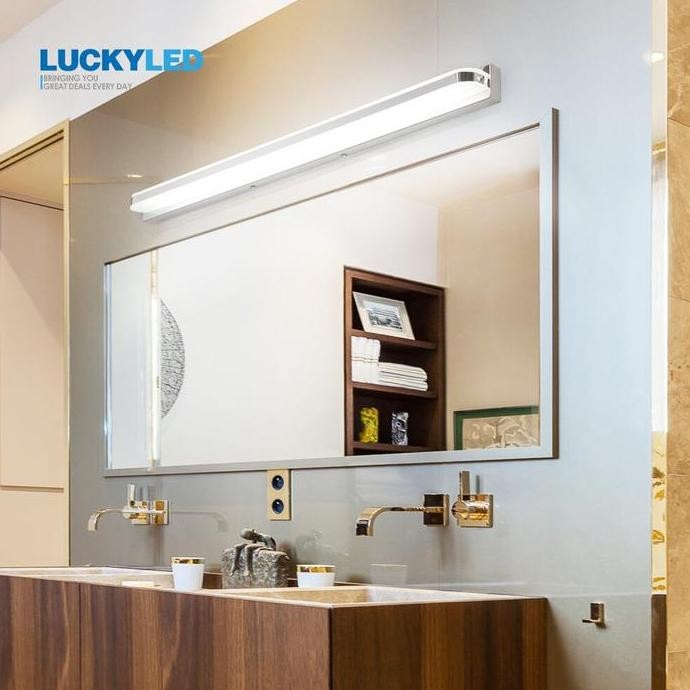 Lampu LED Cermin Kamar Mandi Tempel Dinding Panjang Stainless Steel