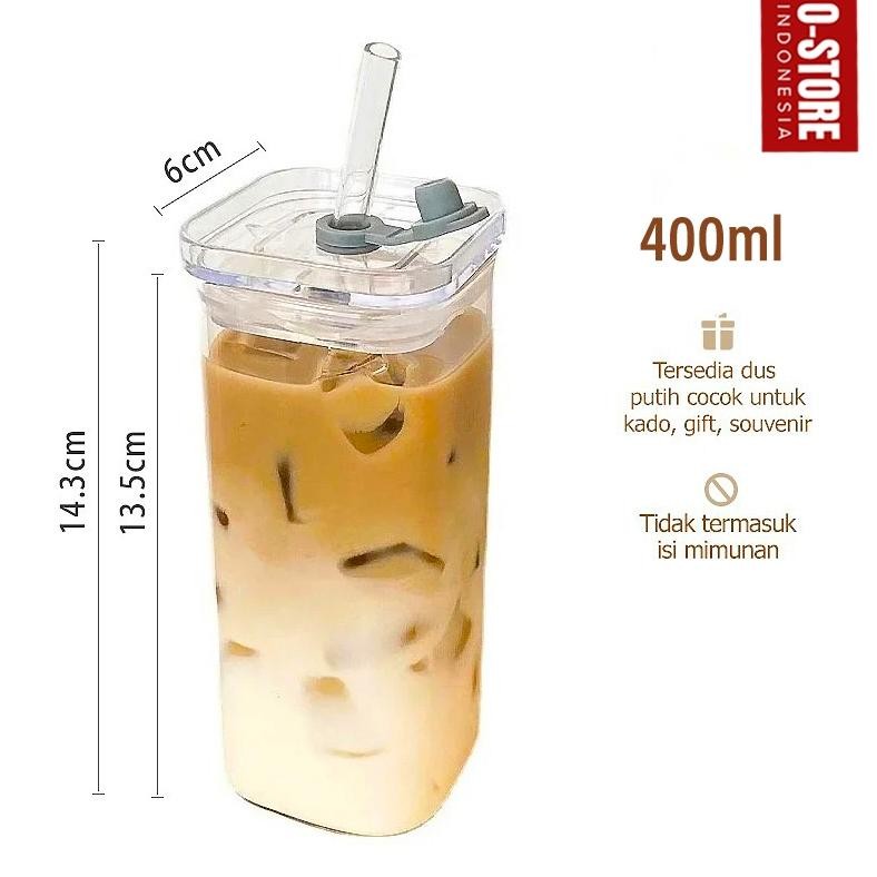 Terjangkau - [Free Sedotan] Gelas Tumbler Kaca Sedotan Mug Lucu Bening Gelas Estetik Tumbler Minum K