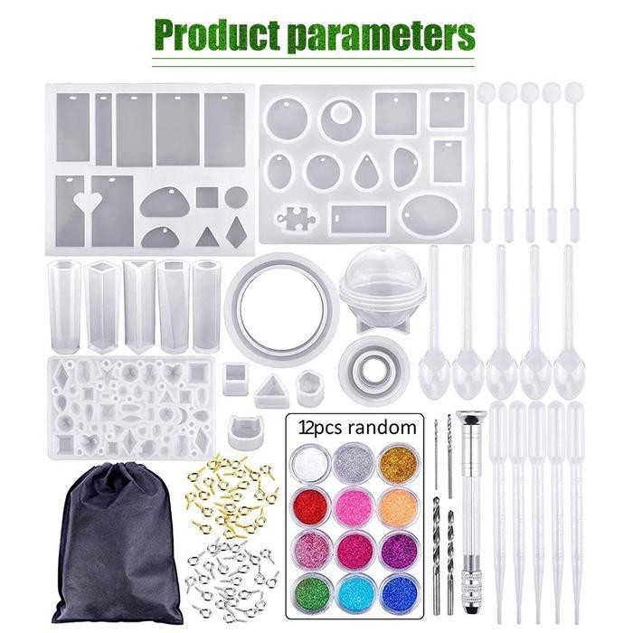 

94Pcs Resin Uv Kit Glitter Kristal Pembuat Lubang Cetakan Keychain Diy Original Dan Terpercaya