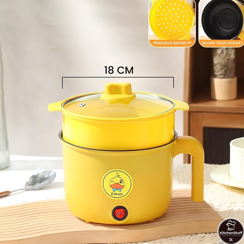 An85 Fg-80 Panci Listrik 450W Dengan Pengukus - Diameter 18Cm - Teflon Anti Lengket  | Kitchen Stuff