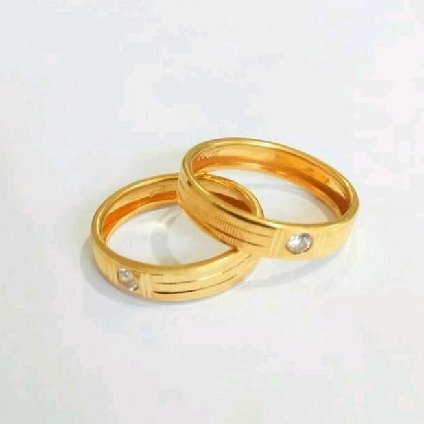 Cincin Polos Permata Satu Cincin Nikah Cincin Elegant Emas Asli